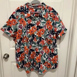NWOT Roaman's Plus Size Kate Short Sleeve Cotton-Blend Button-Front Shirt S 30W